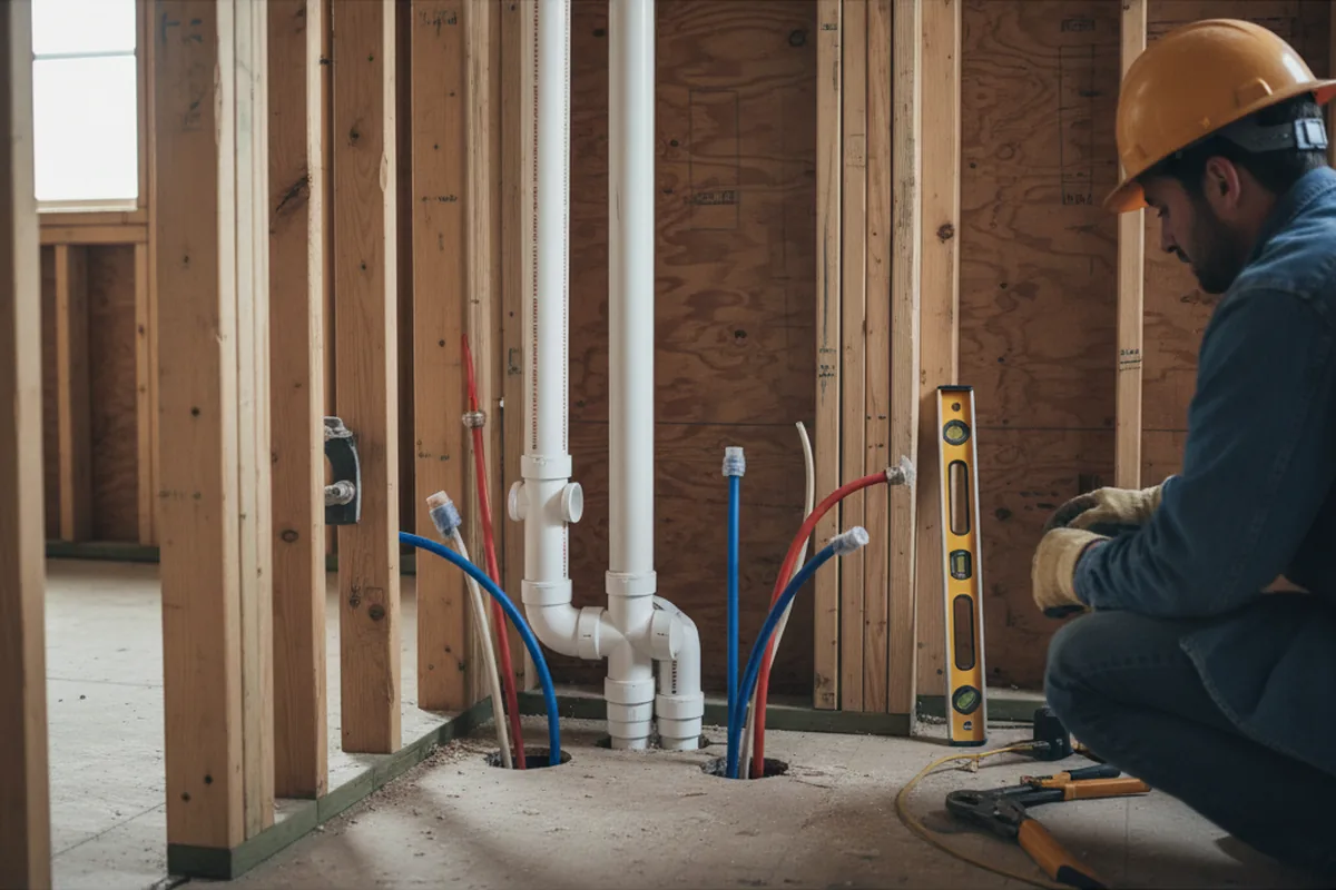 Drain and supply rough-in during Leak Detection in La Fontaine